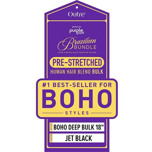 OUTRE Purple Pack Brazilian Bundle - 100% Human Hair Blend Pre-Stretched Boho Deep Bulk 18"-24"