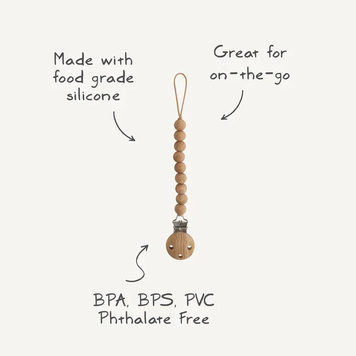 Mushie - Pacifier Clip - Hera - Pale Yellow - Feature