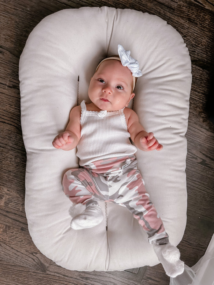 Baby Girl in Pink Camo Leggings