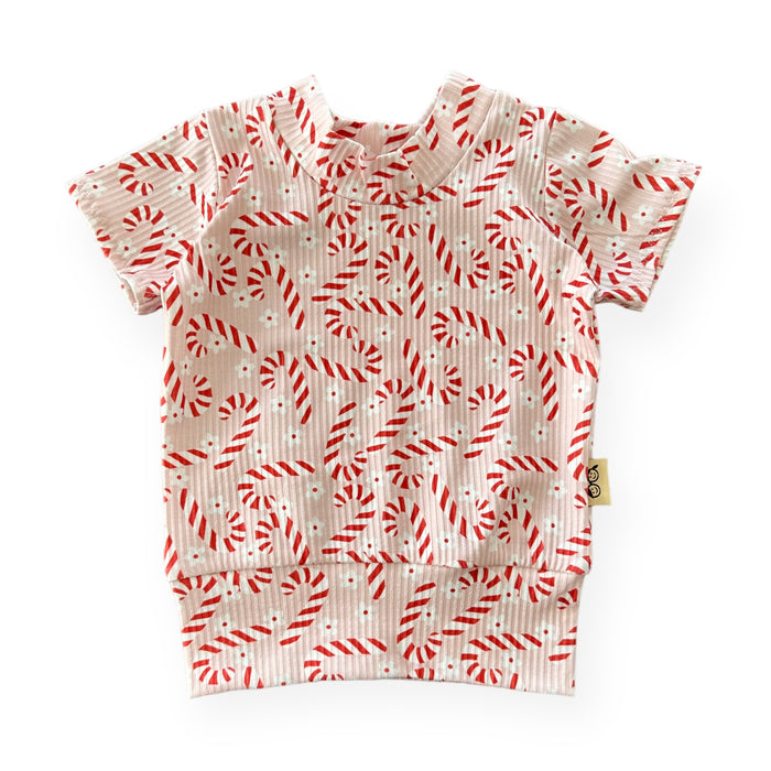 Pink Candy Canes Biker Shorts Lounge Set