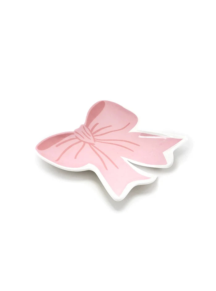 Pink Ribbon Bow- Ceramic Trinket & Jewelry Tray / Dish