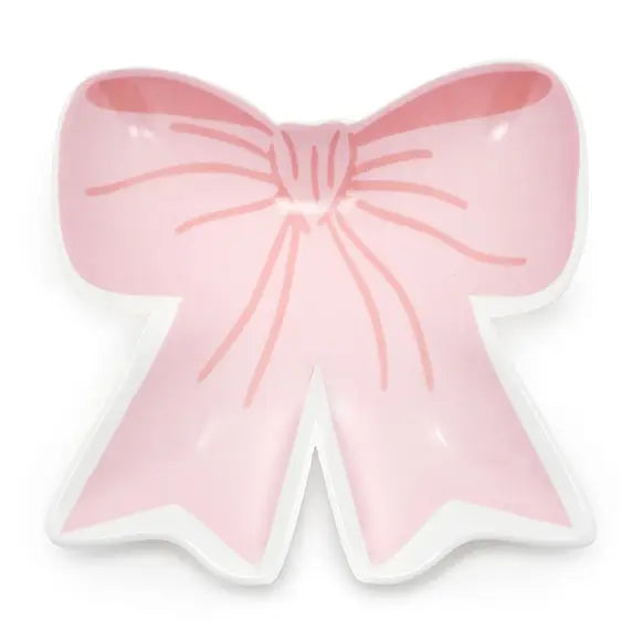 Pink Ribbon Bow- Ceramic Trinket & Jewelry Tray / Dish