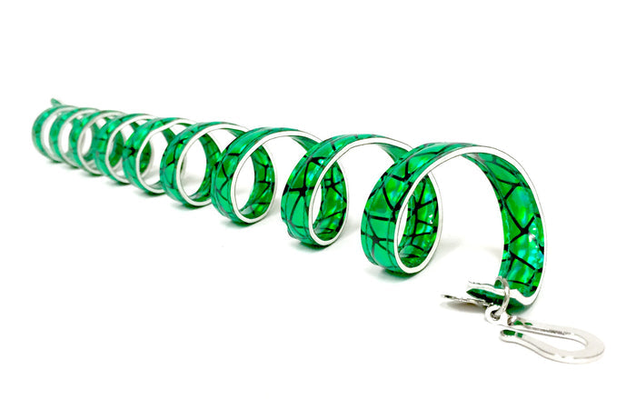 Holographic Green Ponytail Wrap – 12" Faux Leather Hair Accessory side view