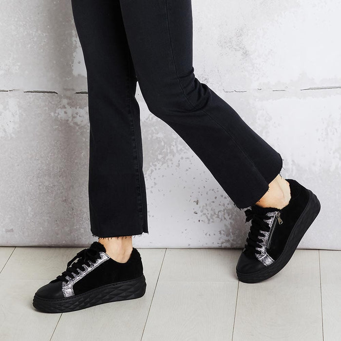 Porto Fur: Black Leather & Suede Shoes Sole Bliss
