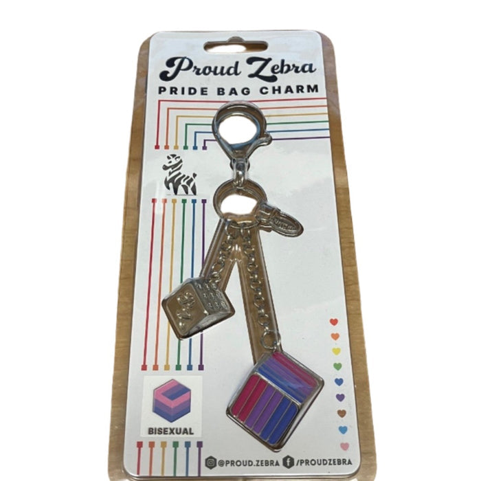 PROUD ZEBRA Bag Charm - Bisexual Pride