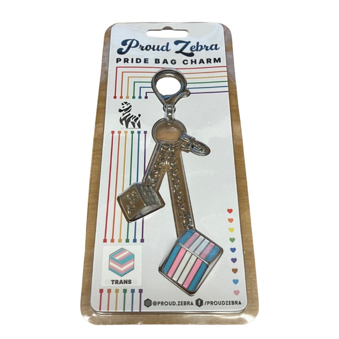 PROUD ZEBRA Bag Charm - Trans Pride