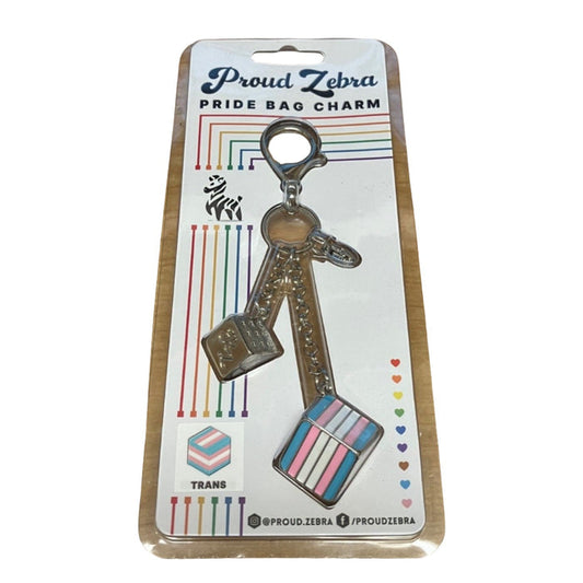 PROUD ZEBRA Bag Charm - Trans Pride