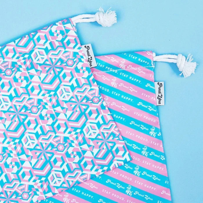 PROUD ZEBRA Drawstring Bag Set - Transgender Pride