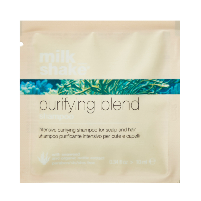 milk_shake purifying blend shampoo packet on a white background