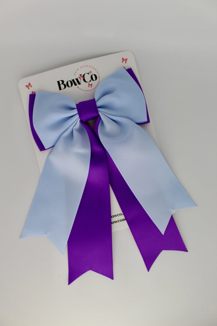 Purple and Bluebell - Classic Tail Bow - Clip