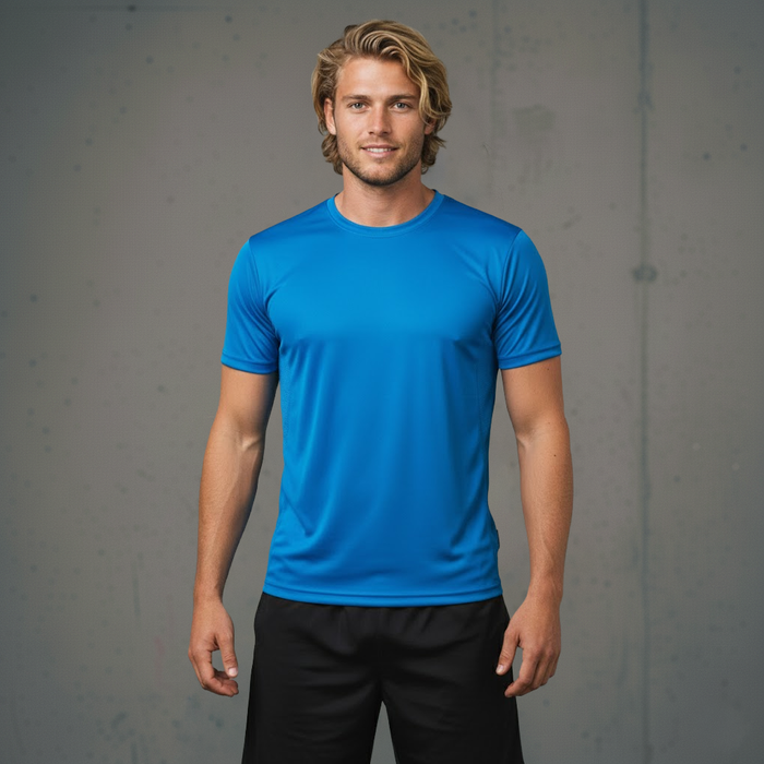 Bright blue RapidCool Ultra Light tee, short-sleeve crew neck sports shirt