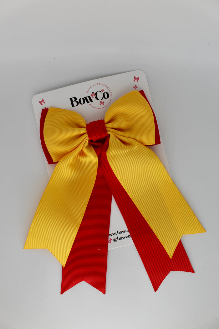 Red and Yellow - Classic Tail Bow - Clip