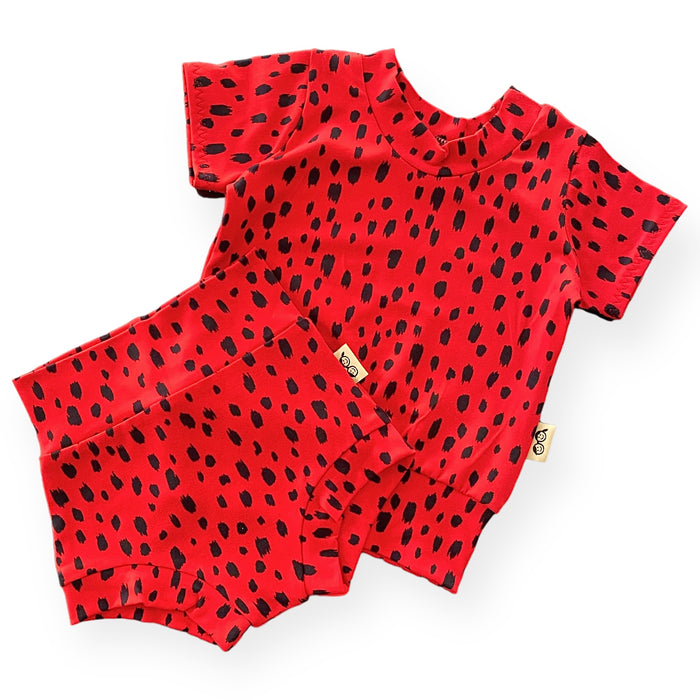 Red Brush Spots Summer Lounge Set