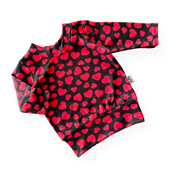 Red Hearts on Black Lounge Set