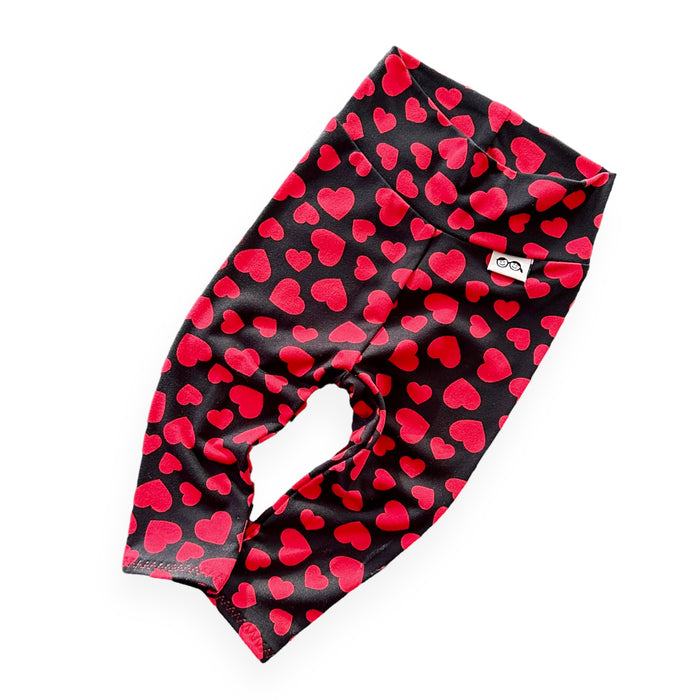 Red Hearts on Black Lounge Set