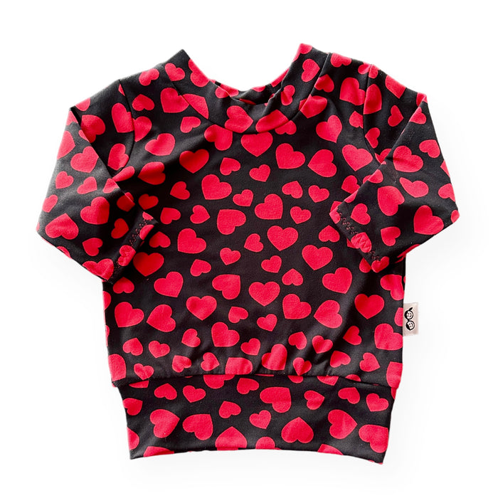 Red Hearts on Black Lounge Set