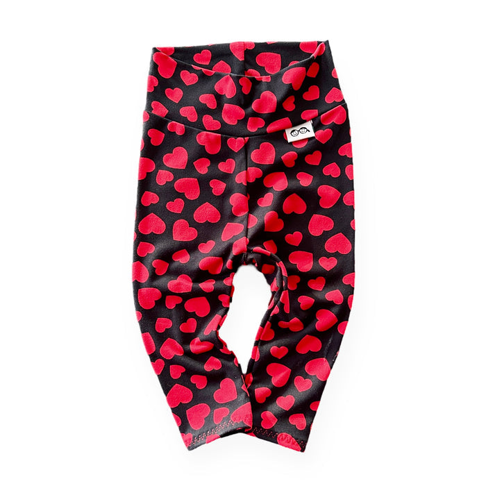 Red Hearts on Black Lounge Set