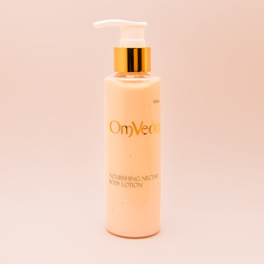 Nourishing cream body lotion bottle with white pump dispenser