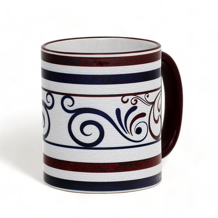RICCO ITALIA PALIO: Mug Maroon Handle+Rim - by Mario Bruno (Design 6425)