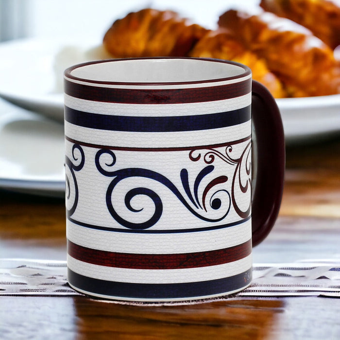 RICCO ITALIA PALIO: Mug Maroon Handle+Rim - by Mario Bruno (Design 6425)