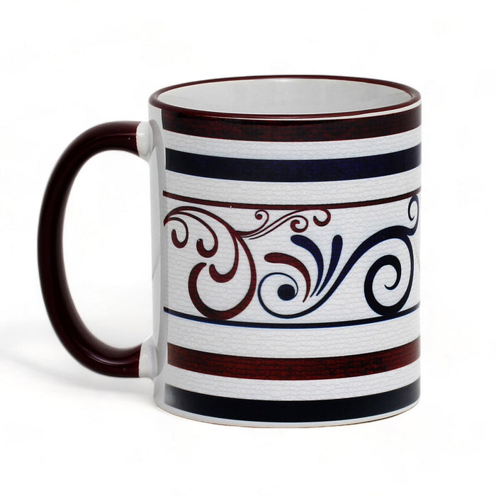RICCO ITALIA PALIO: Mug Maroon Handle+Rim - by Mario Bruno (Design 6425)