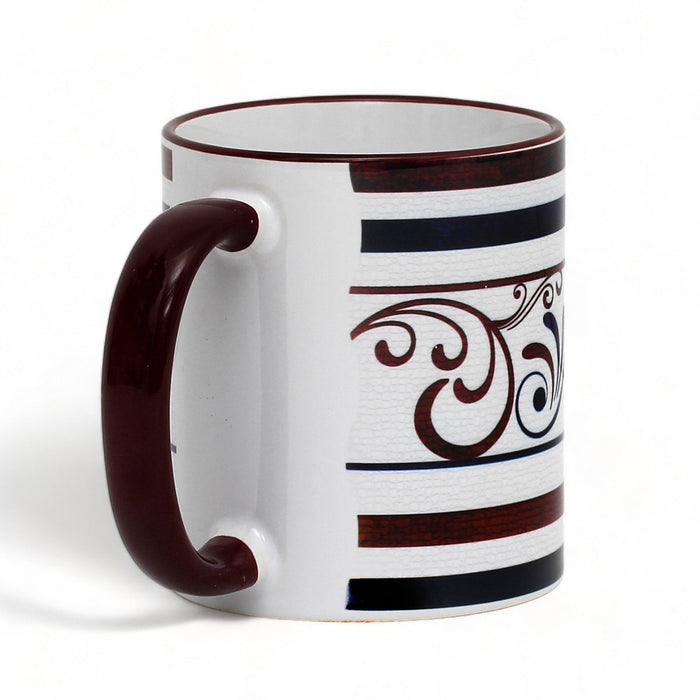RICCO ITALIA PALIO: Mug Maroon Handle+Rim - by Mario Bruno (Design 6425)