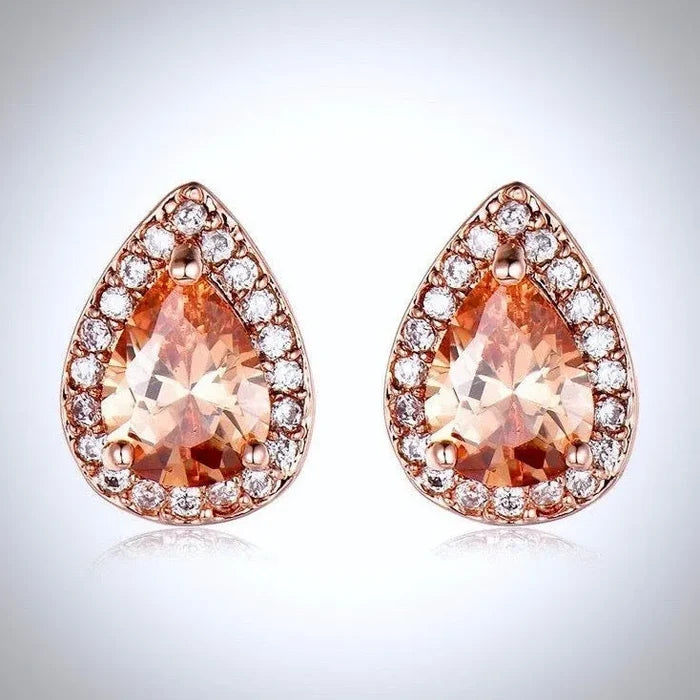 Wedding Jewelry - Rose Gold Bridal Earrings, Bridesmaids Gift
