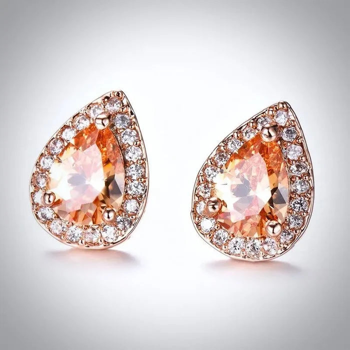 Wedding Jewelry - Rose Gold Bridal Earrings, Bridesmaids Gift