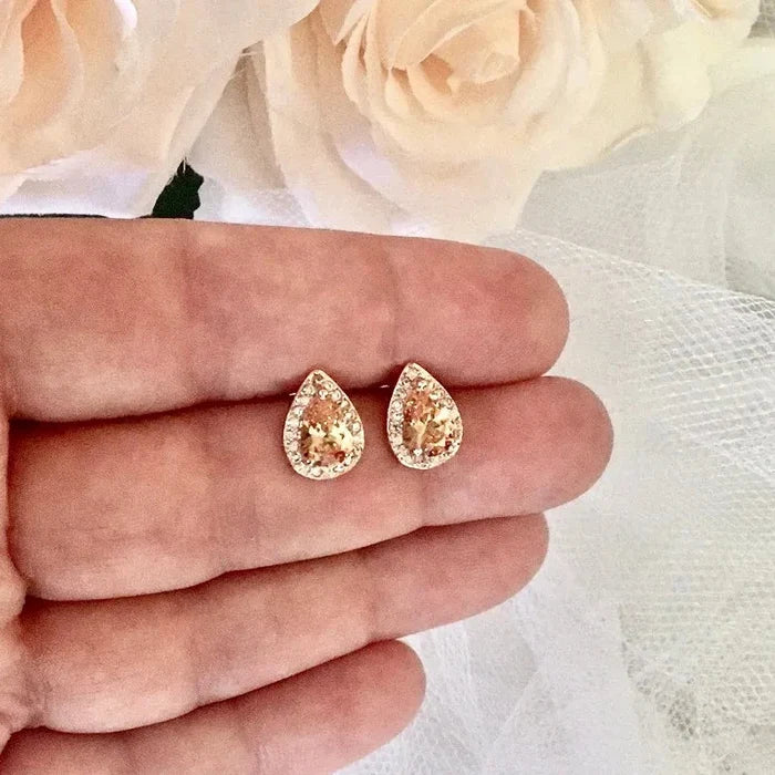 Wedding Jewelry - Rose Gold Bridal Earrings, Bridesmaids Gift