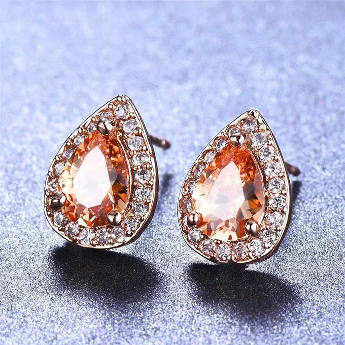 Wedding Jewelry - Rose Gold Bridal Earrings, Bridesmaids Gift