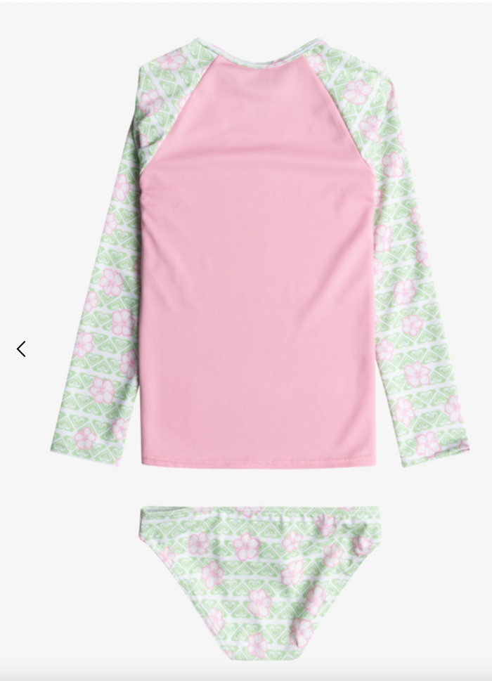 Roxy Hibiline - Long Sleeve Upf 50 Two-Piece Rashguard Set For Girls 2-7
