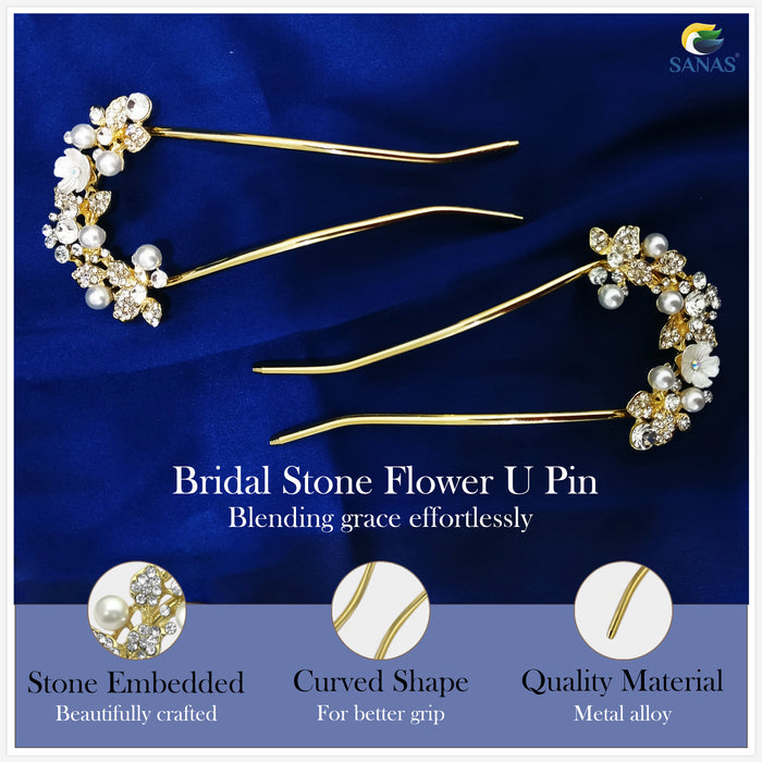 SANAS pearl flower bridesmaid hair U pin for wedding hairstyles