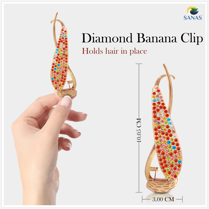 Sparkling Multicolour Rhinestone Banana Hair Clip