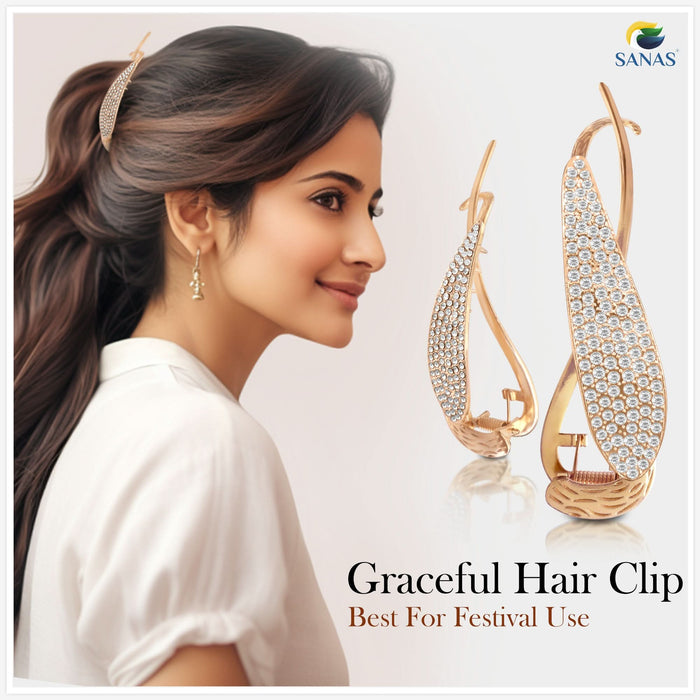 Diamond stone banana hair clip for elegant hairstyles