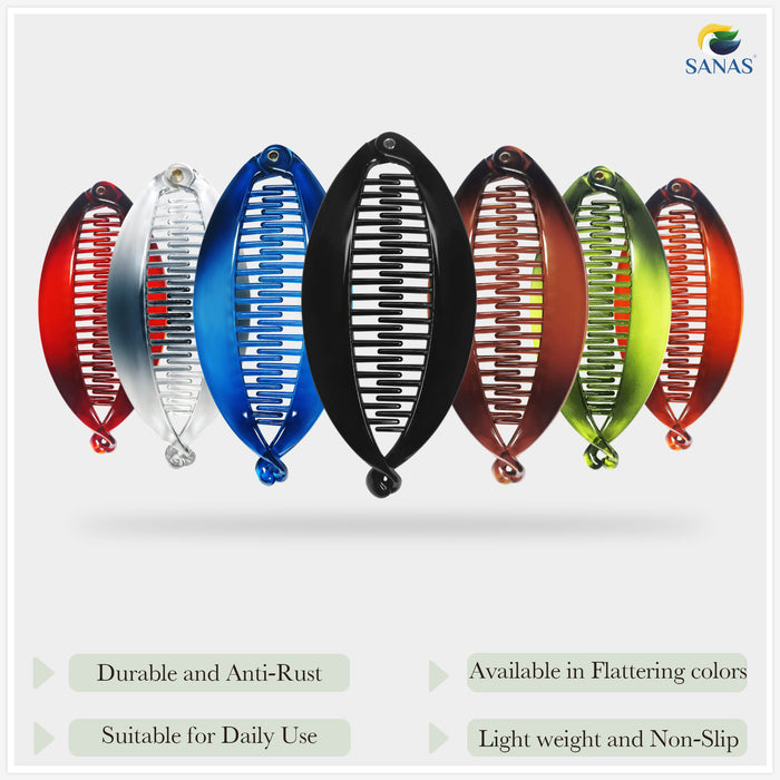 Durable acrylic banana hair clips with glossy finish