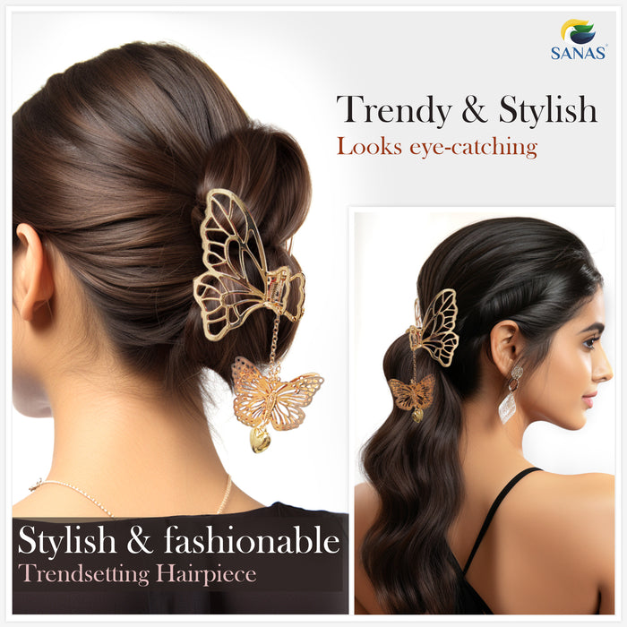 SANAS Butterfly Metal Hair Clip for Festive Styling