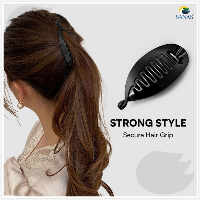 SANAS large fishtail banana hair clips for women pack of 2