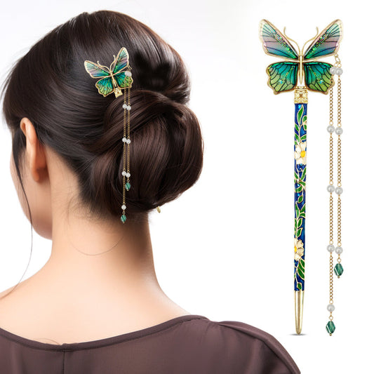 Sanas resin butterfly juda hair stick – elegant bun hair accessory for women