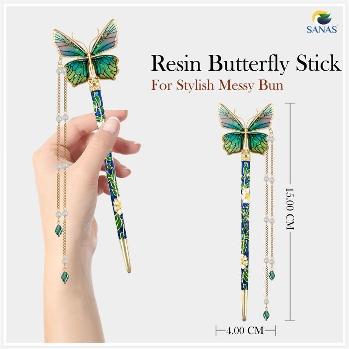 Resin butterfly juda hair stick for women – Sanas hair accessory