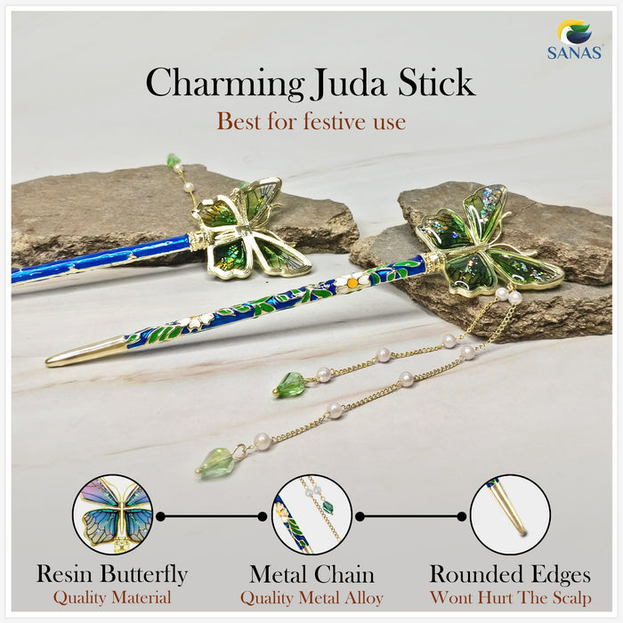 SANAS resin butterfly juda hair stick for women