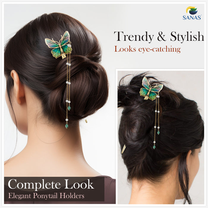 Butterfly resin juda hair stick for women