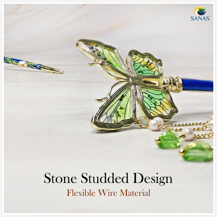 Green butterfly juda hair accessory for women