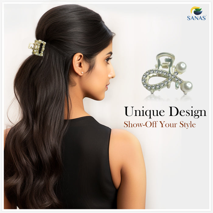 Elegant SANAS crystal stone hair clips with strong grip