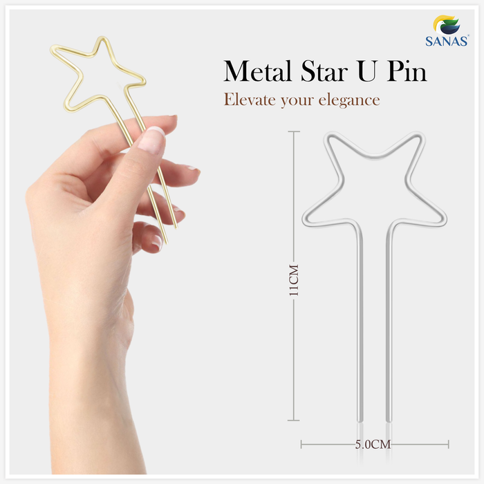 Star metal hair U pins in gold and silver – Sanas hair accessories