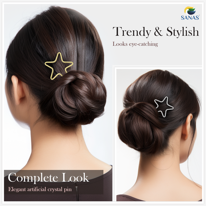 Sanas golden and silver star hair U pins – stylish hair accessories