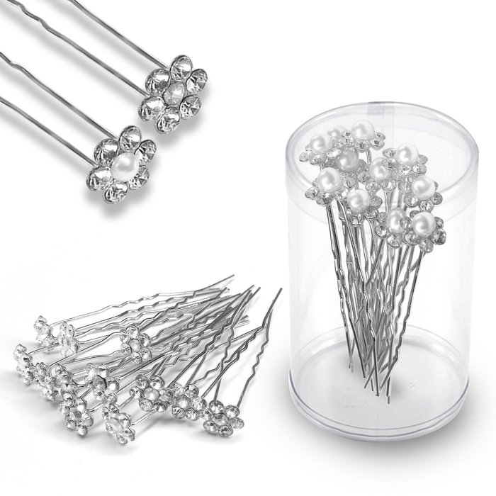 SANAS Rhinestone Updo Hair Pins Set of 24 for Bridal Bun Hairstyles