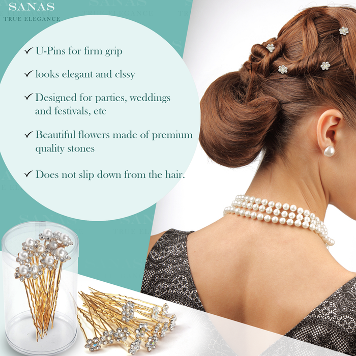 Wedding Hair Accessories with Crystal U Pins for Women