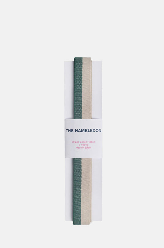 Sand and Forest Green Bicolor Cotton Ribbon 25mmx5m.