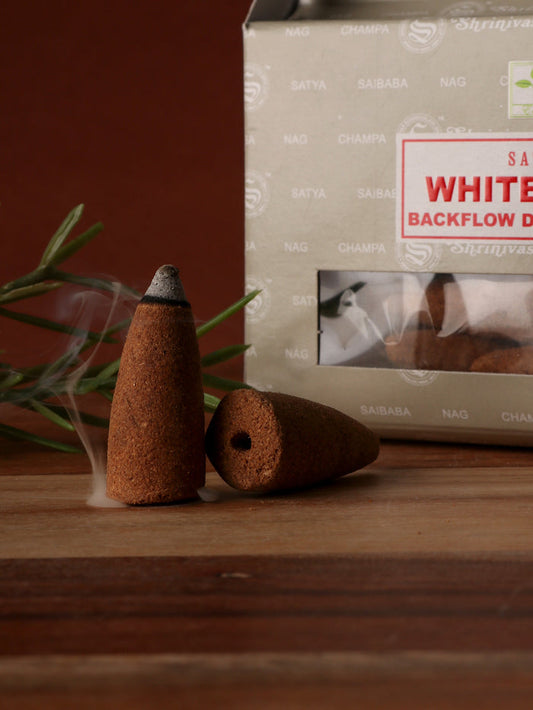 Satya White Sage Backflow Cones 24pcs | One Colour-Image 1