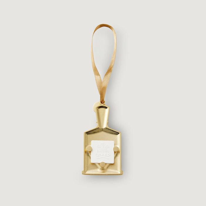 Gold Metal Birmanie Oud Scented Ornament - Back View with Creed 1760 Label | Creed Boutique